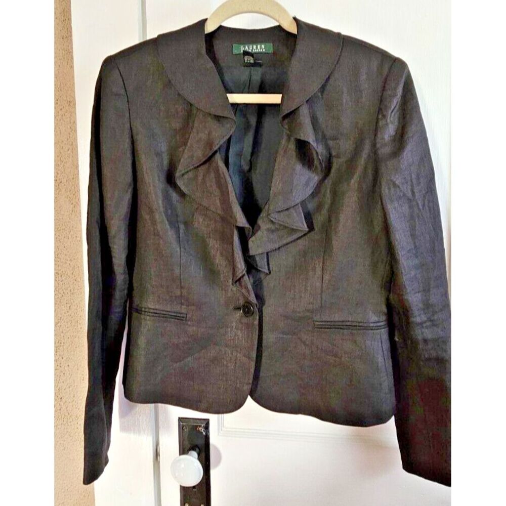 Lauren Ralph Lauren Black Ruffle Blazer